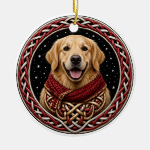 Personalized Golden Retriever Celtic Knot Christma Ceramic Ornament