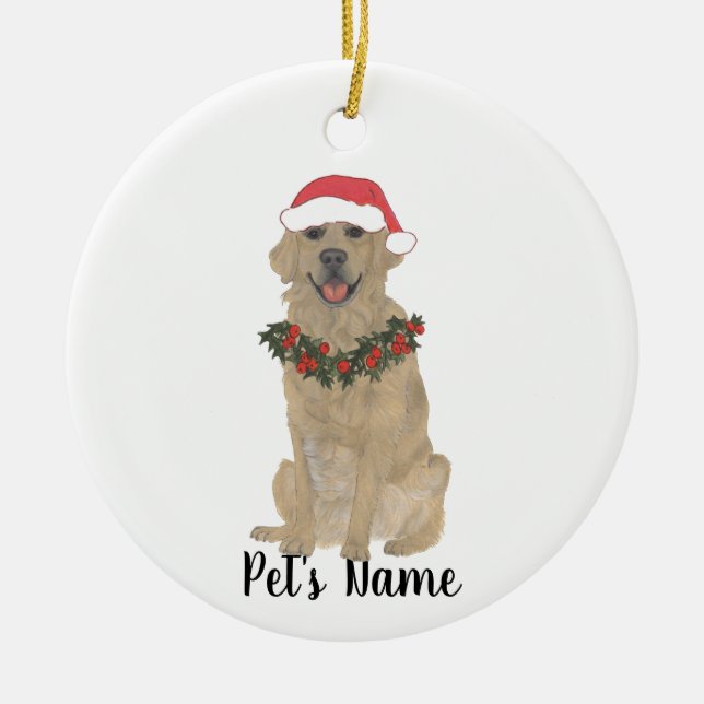 Personalized Golden Retriever Ceramic Ornament (Front)