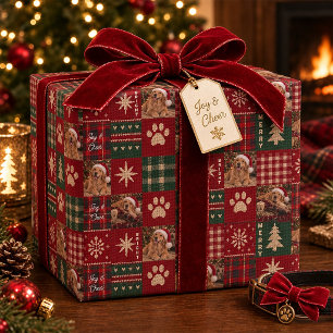 Personalized Golden Retriever Christmas Plaid Wrap Wrapping Paper
