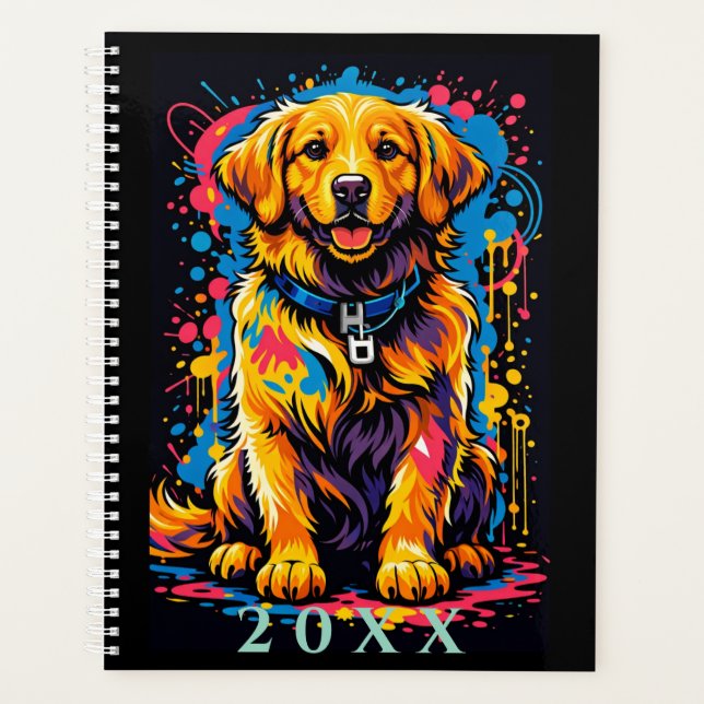 Personalized Golden Retriever Colour Splash Planne Planner (Front)
