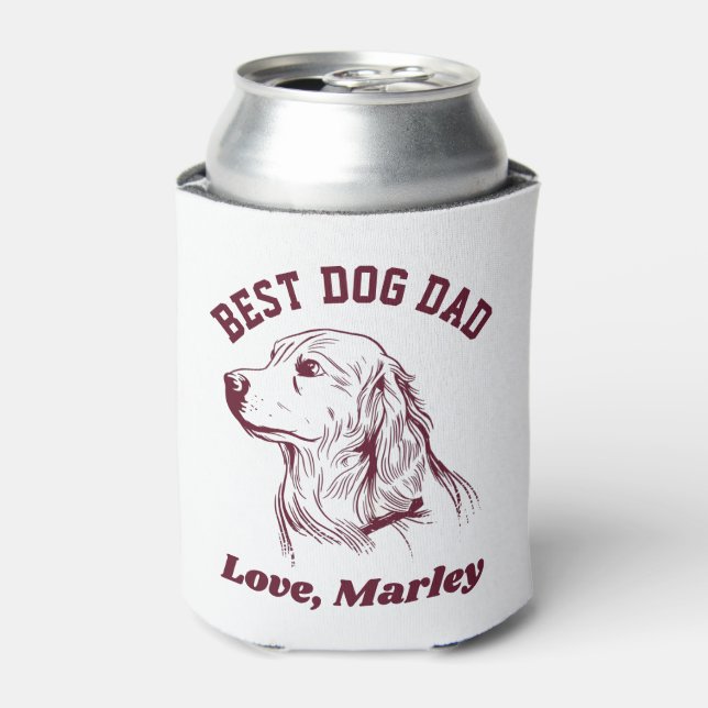 Personalized Golden Retriever Dog Dad Custom Text Can Cooler (Can Front)