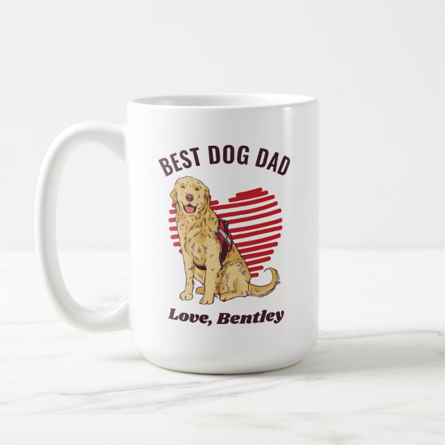 Personalized Golden Retriever Dog Dad Custom Text Coffee Mug (Left)