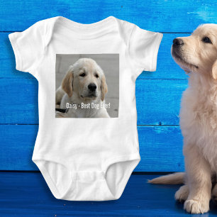 Personalized Golden Retriever Dog Photo and Name Baby Bodysuit