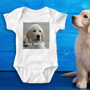 Personalized Golden Retriever Dog Photo and Name Baby Bodysuit