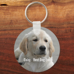 Personalized Golden Retriever Dog Photo and Name Keychain