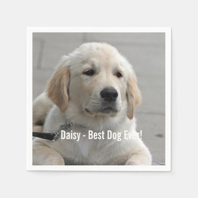 Personalized Golden Retriever Dog Photo and Name Napkin (Front)