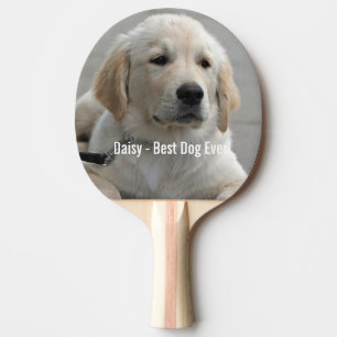 Personalized Golden Retriever Dog Photo and Name Ping Pong Paddle