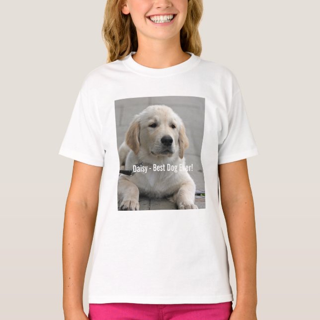 Personalized Golden Retriever Dog Photo and Name T-Shirt (Front)