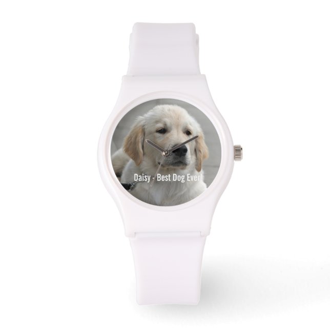 Personalized Golden Retriever Dog Photo and Name Watch (Front)