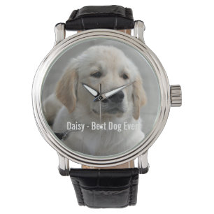 Personalized Golden Retriever Dog Photo and Name Watch