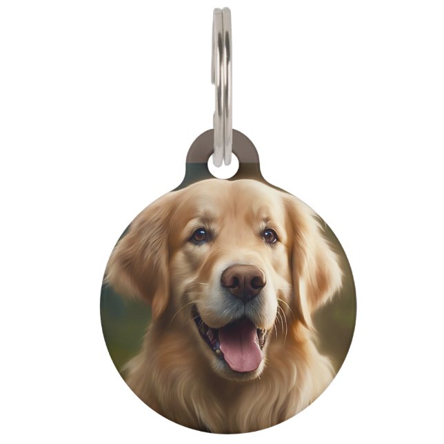 Personalized Golden Retriever Dog Portrait  Pet Tag (Front)