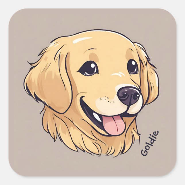 Personalized Golden Retriever Dog Square Sticker (Front)