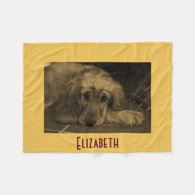 Personalized Golden Retriever Fleece Blanket (Front (Horizontal))