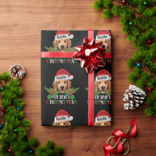 Personalized Golden Retriever Merry Christmas Wrapping Paper