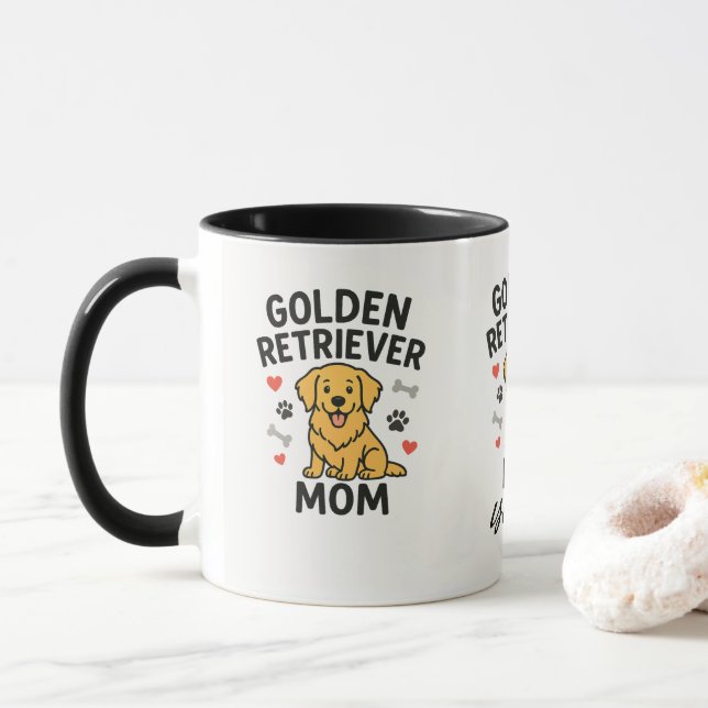 Personalized Golden Retriever Mom Mug - Custom Dog (With Donut)