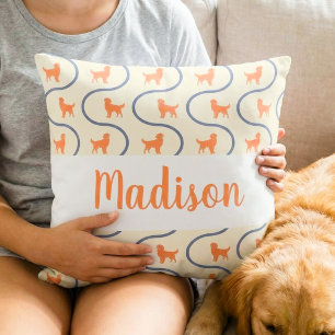 Personalized Golden Retriever Name Pastel Cushion