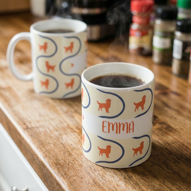 Personalized Golden Retriever Name Pastel Mug Gift (Creator Uploaded)