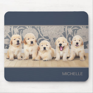 Personalized Golden Retriever Puppies Name Mouse Pad