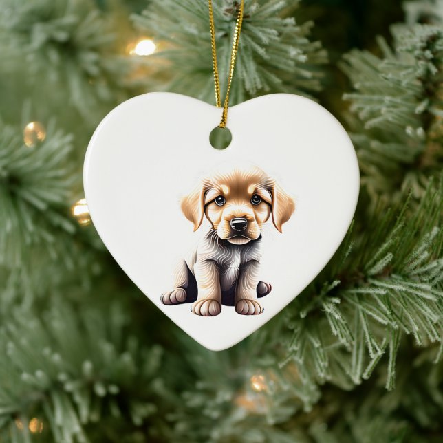 Personalized Golden Retriever Puppy Ceramic Ornament (Tree)