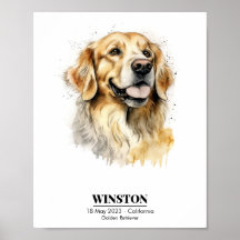 Personalized Golden Retriever Watercolor