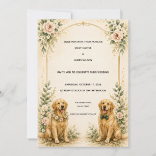 Personalized Golden Retriever Wedding Invitation
