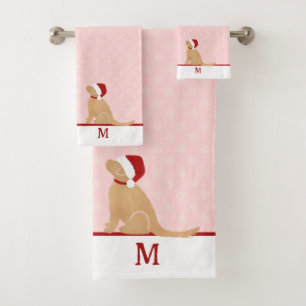 Personalized Golden Santa Dog Towel Set