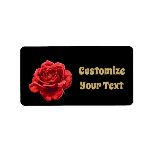 Personalized Golden Script Floral Elegant Rose Label (Front)