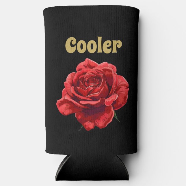 Personalized Golden Script Floral Rose Custom Seltzer Can Cooler (Front)