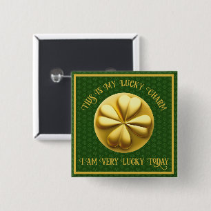 Personalized Golden Shamrock St. Patrick's Day 2 Inch Square Button