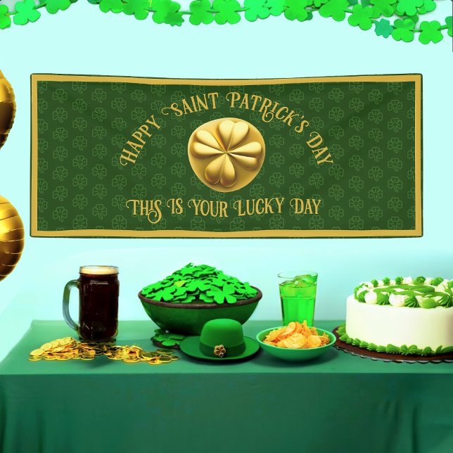 Personalized Golden Shamrock St. Patrick's Day Banner (Creator Uploaded)