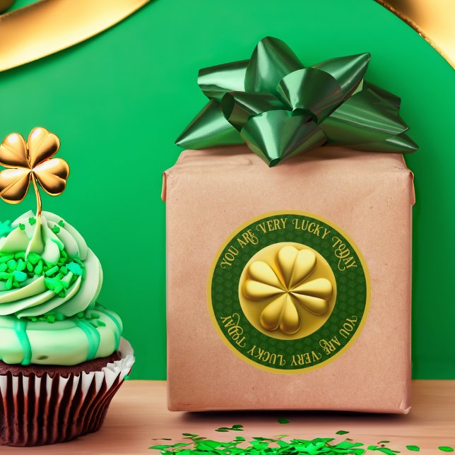 Personalized Golden Shamrock St. Patrick's Day Classic Round Sticker (Creator Uploaded)