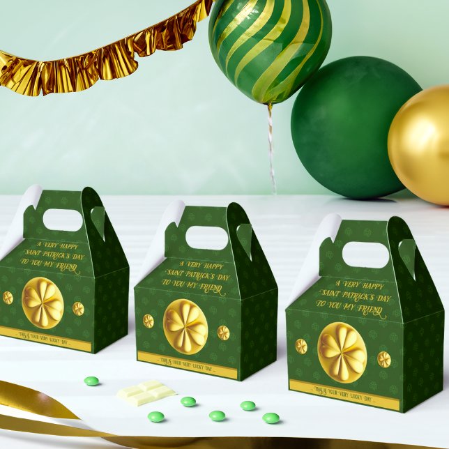Personalized Golden Shamrock St. Patrick's Day Favor Box (Creator Uploaded)