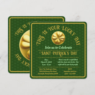 Personalized Golden Shamrock St. Patrick's Day Invitation