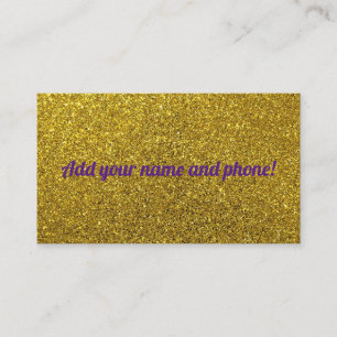 Personalized golden sparkling glitter business card