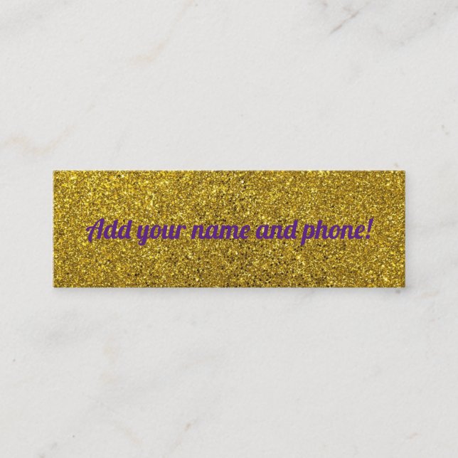 Personalized golden sparkling glitter calling card (Front)