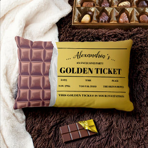 Personalized Golden Ticket Chocolate Bar Lumbar Pillow