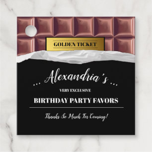Personalized Golden Ticket Chocolate Bar Party Favour Tags