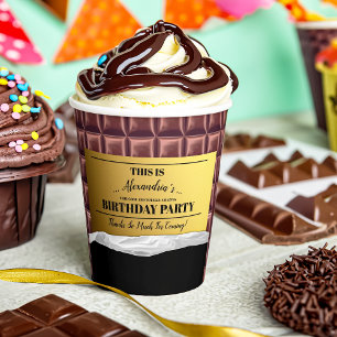 Personalized Golden Ticket Chocolate Party Paper Cups