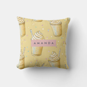Personalized Golden Vanilla Milkshake Sparkle Throw Pillow