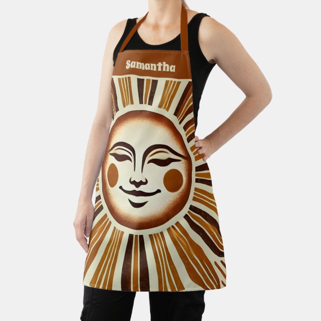Personalized Golden Vintage Boho Sun Gift Apron (Insitu)