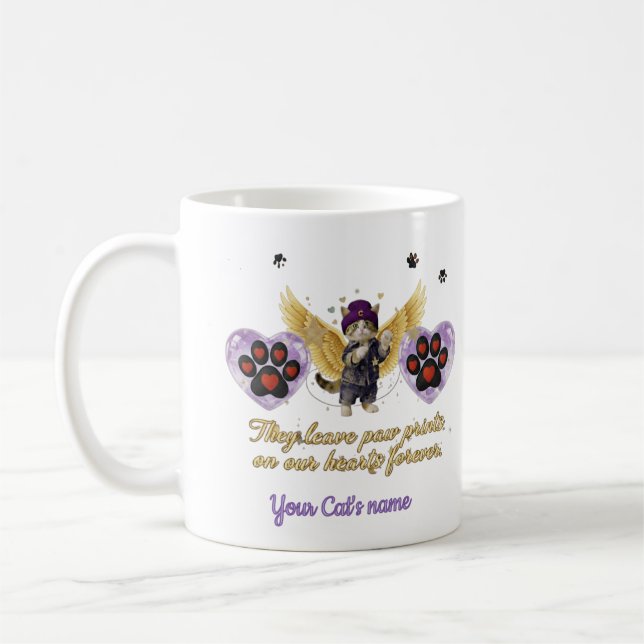 Personalized golden winged cat  coffee mug (Left)