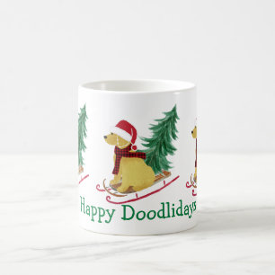 Personalized Goldendoodle Christmas Sled Coffee Mug