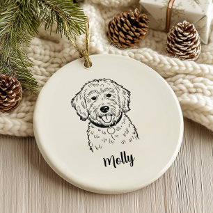 Personalized Goldendoodle Dog Christmas Ceramic Ornament