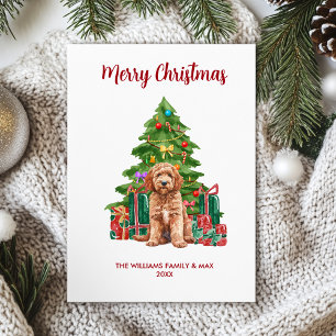 Personalized Goldendoodle Dog Family Christmas Holiday Card