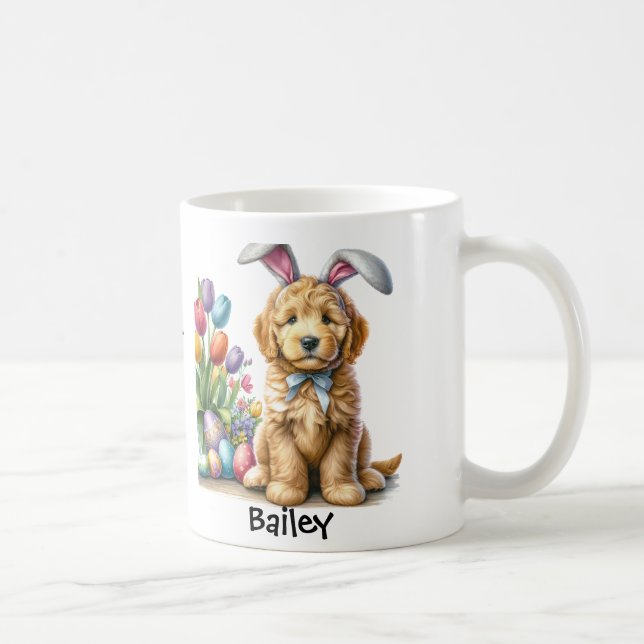 Personalized Goldendoodle Easter Bunny/Spring Mug (Right)