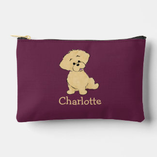Personalized Goldendoodle Puppy Cute Dog Burgundy  Accessory Pouch