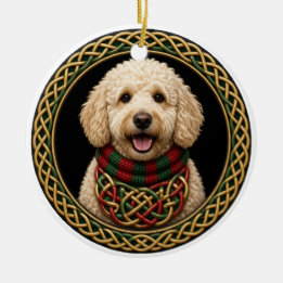 Personalized Goldendoodle Scarf Celtic Knot Ceramic Ornament