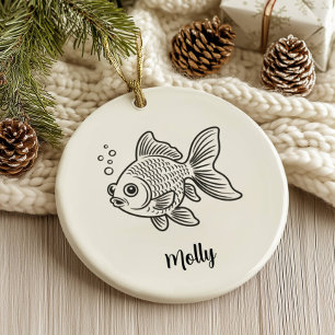 Personalized Goldfish Christmas Ceramic Ornament