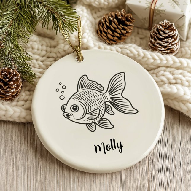 Personalized Goldfish Christmas Ceramic Ornament (Creator Uploaded)