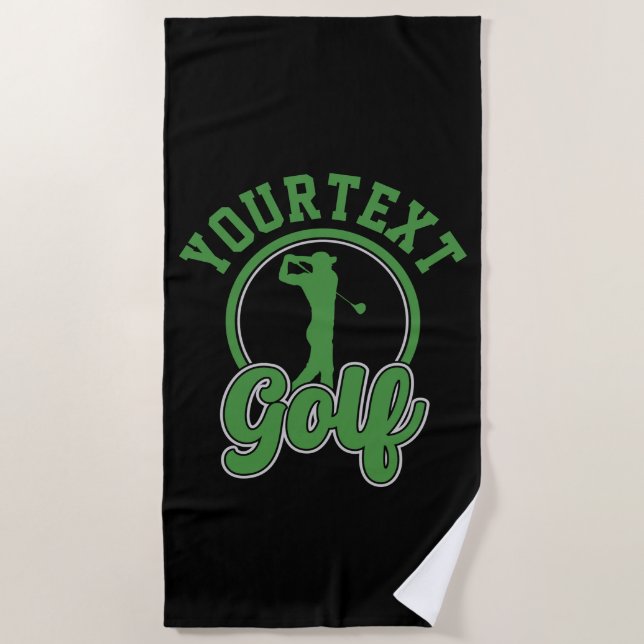 Personalized Golf ADD NAME Retro Pro Golfer Swing Beach Towel (Front)